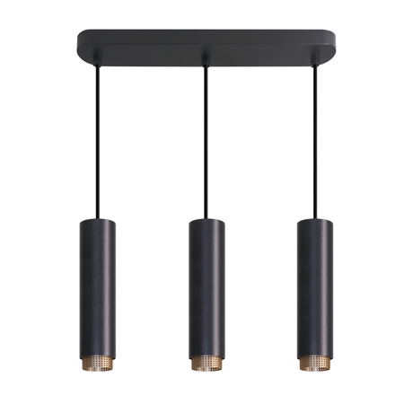 LED-Pendelleuchte, schwarz/gold, aus Aluminium, 3-flammig, GU10-Fassung, IP20.