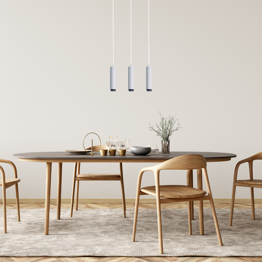 LED-Pendelleuchte, weiß/schwarz, aus Aluminium, 3-flammig, GU10-Fassung, IP20.