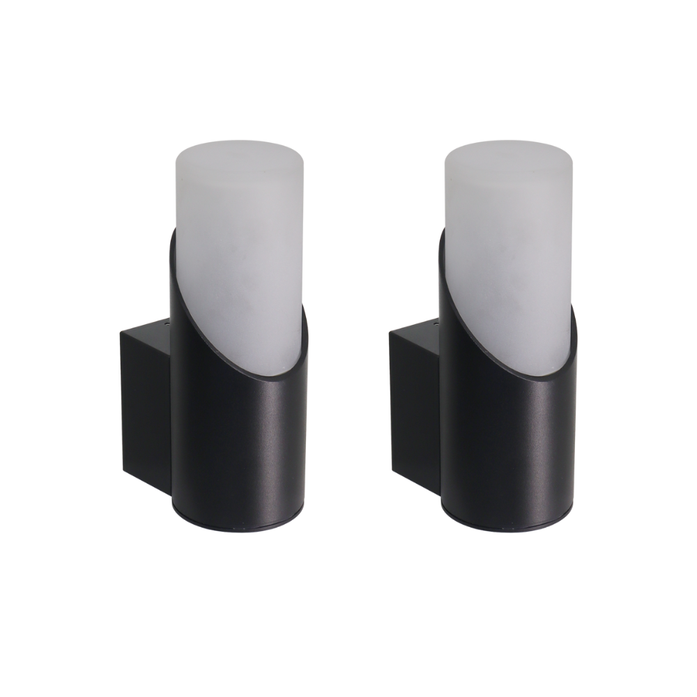 2er-Pack Moderne Wandleuchte, Innen/Außen, schwarz, GU10 Fassung, IP54, Aluminium.