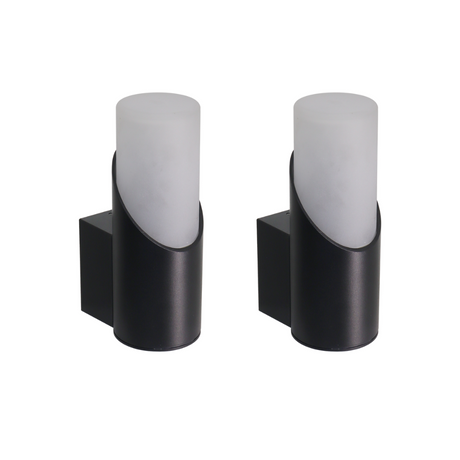 2er-Pack Moderne Wandleuchte, Innen/Außen, schwarz, GU10 Fassung, IP54, Aluminium.
