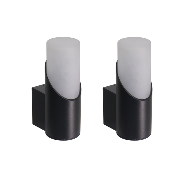 2er-Pack Moderne Wandleuchte, Innen/Außen, schwarz, GU10 Fassung, IP54, Aluminium.