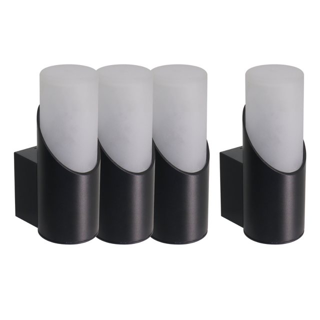 4er-Pack Moderne Wandleuchte, Innen/Außen, schwarz, GU10 Fassung, IP54, Aluminium.