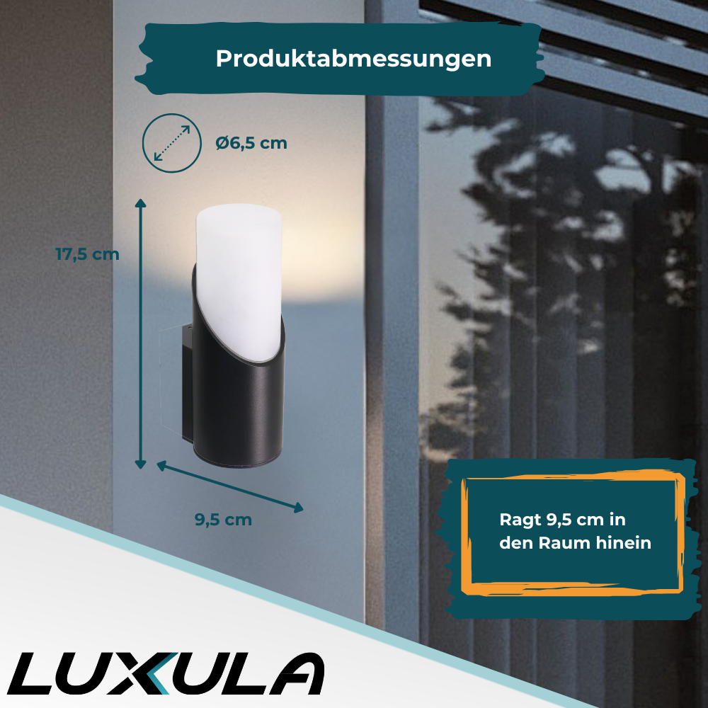 2er-Pack Moderne Wandleuchte, Innen/Außen, schwarz, GU10 Fassung, IP54, Aluminium.