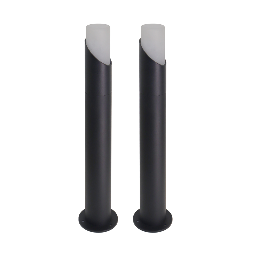 2er-Pack Moderne Wegeleuchte, schwarz, GU10 Fassung, IP54, Aluminium, mit Erdspieß, Höhe 52 cm.