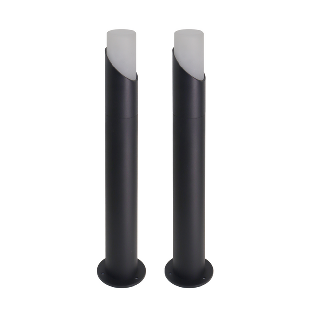2er-Pack Moderne Wegeleuchte, schwarz, GU10 Fassung, IP54, Aluminium, mit Erdspieß, Höhe 52 cm.