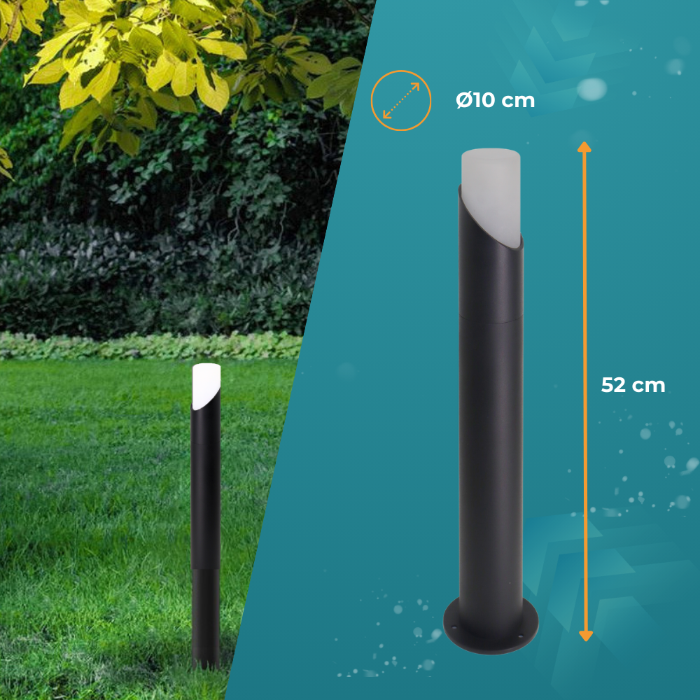 2er-Pack Moderne Wegeleuchte, schwarz, GU10 Fassung, IP54, Aluminium, mit Erdspieß, Höhe 52 cm.