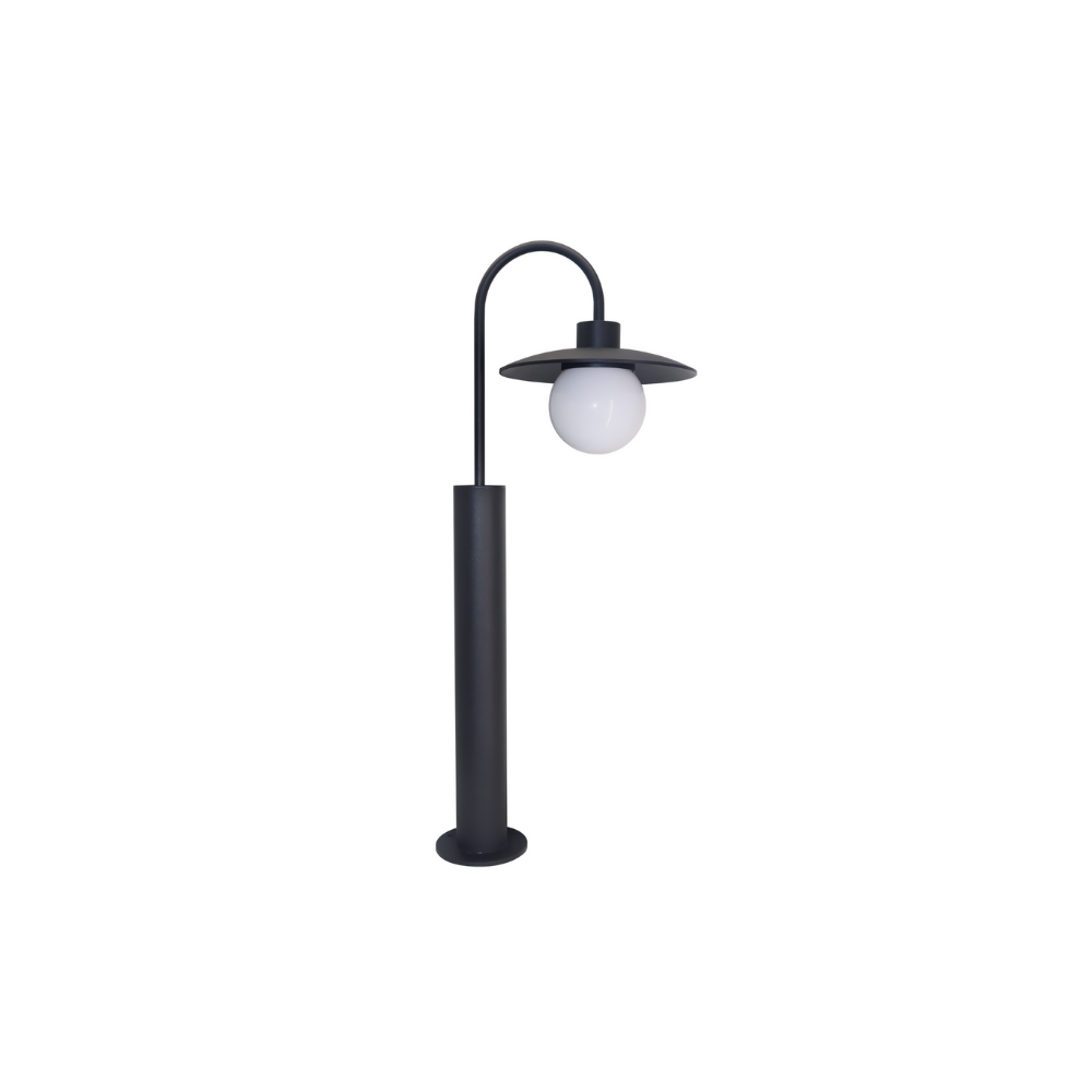 Elegante Wegeleuchte, schwarz, E27 Fassung, IP44, Aluminium, mit Erdspieß, Höhe 65 cm.
