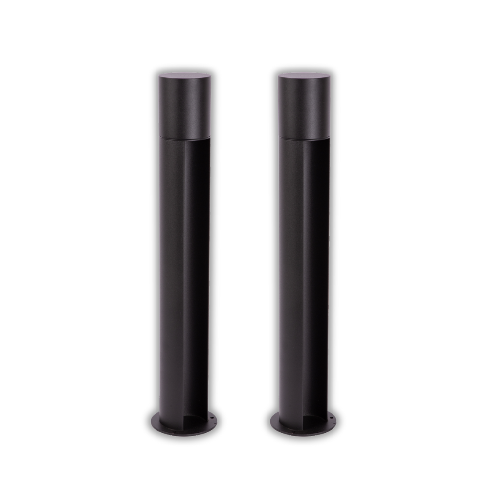 2er-Pack Edle Wegeleuchte, schwarz, GU10 Fassung, IP44, Aluminium, mit Erdspieß, Höhe 60 cm.