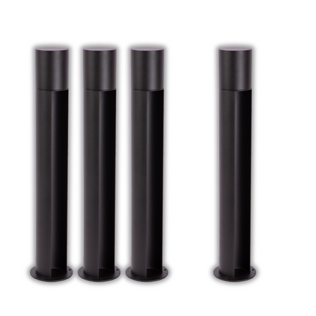 4er-Pack Edle Wegeleuchte, schwarz, GU10 Fassung, IP44, Aluminium, mit Erdspieß, Höhe 60 cm.