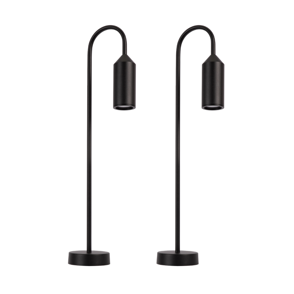 2er-Pack Schöne Wegeleuchte, schwarz, GU10 Fassung, IP54, Aluminium, mit Erdspieß, Höhe 60 cm.