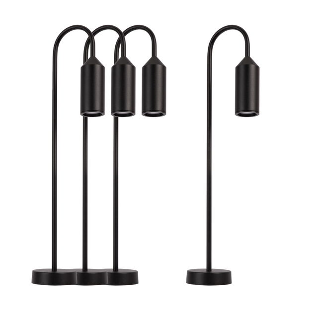 4er-Pack Schöne Wegeleuchte, schwarz, GU10 Fassung, IP54, Aluminium, mit Erdspieß, Höhe 60 cm.