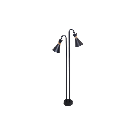 2-köpfige Wegeleuchte, schwarz, GU10 Fassung, IP54, Aluminium, mit Erdspieß, Höhe 76,5 cm.