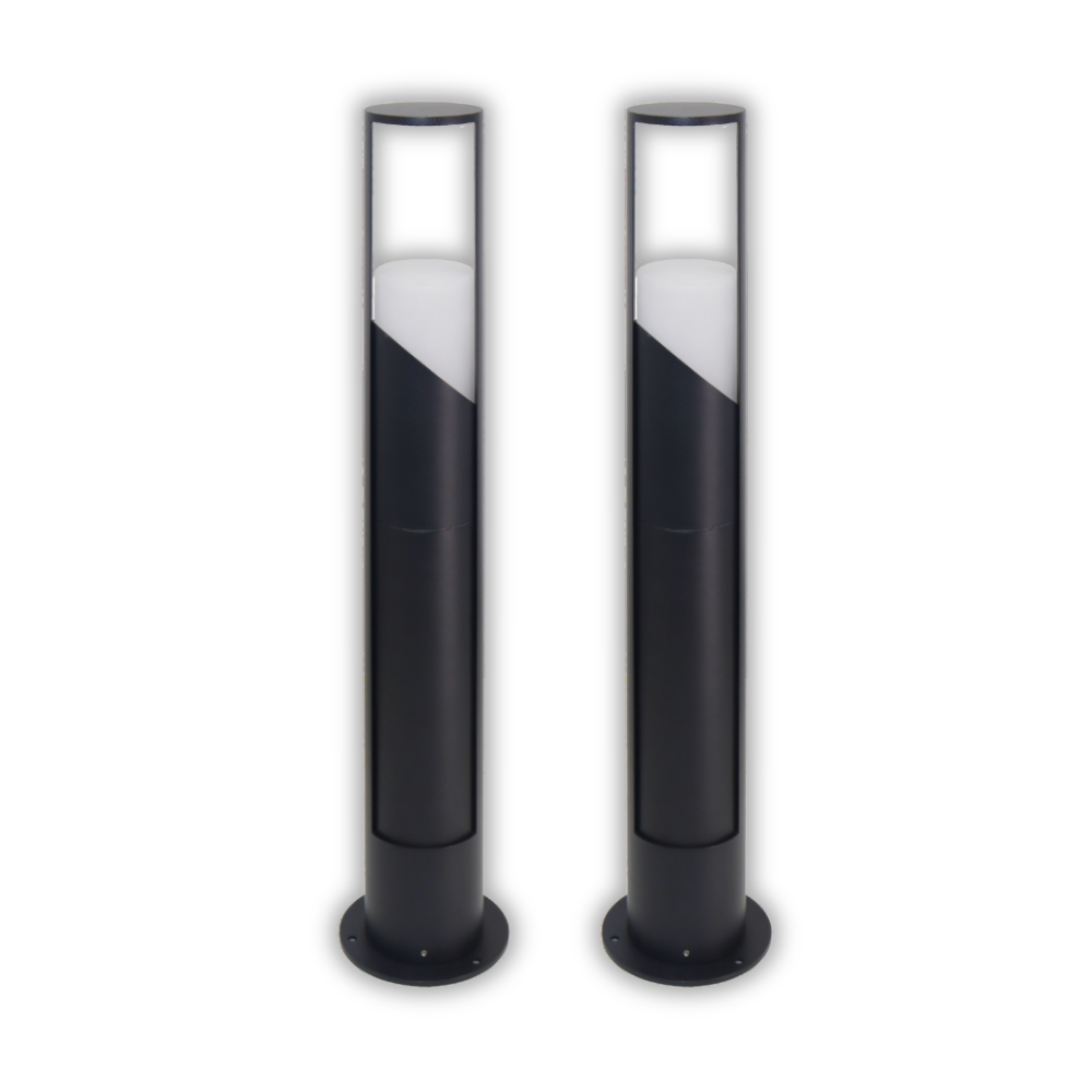 2er-Pack Schöne Wegeleuchte, schwarz, GU10 Fassung, IP44, Aluminium, mit Erdspieß, Höhe 60 cm.
