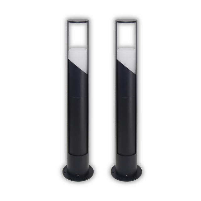 2er-Pack Schöne Wegeleuchte, schwarz, GU10 Fassung, IP44, Aluminium, mit Erdspieß, Höhe 60 cm.