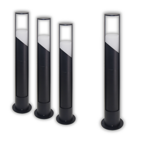4er-Pack Schöne Wegeleuchte, schwarz, GU10 Fassung, IP44, Aluminium, mit Erdspieß, Höhe 60 cm.