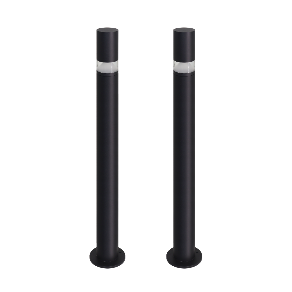 2er-Pack Wegeleuchte mit 360° Lichtkegel, schwarz, GU10 Fassung, IP44, Aluminium, mit Erdspieß, Höhe 63 cm.