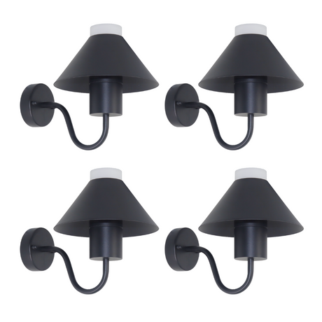 4er-Pack Stillvolle Wandleuchte, Innen/Außen, schwarz, GU10 Fassung, IP54, Aluminium.