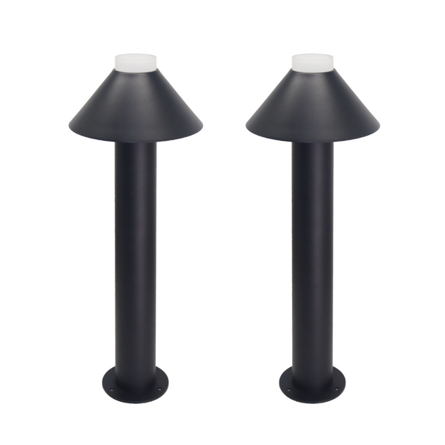 2er-Pack Stilvolle Wegeleuchte, schwarz, GU10 Fassung, IP44, Aluminium, mit Erdspieß, Höhe 60 cm.