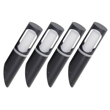 4er-Pack Zeitlose Wandleuchte, Innen/Außen, schwarz, GU10 Fassung, IP44, Aluminium.