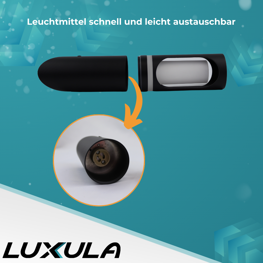 Zeitlose Wandleuchte, Innen/Außen, schwarz, GU10 Fassung, IP44, Aluminium.