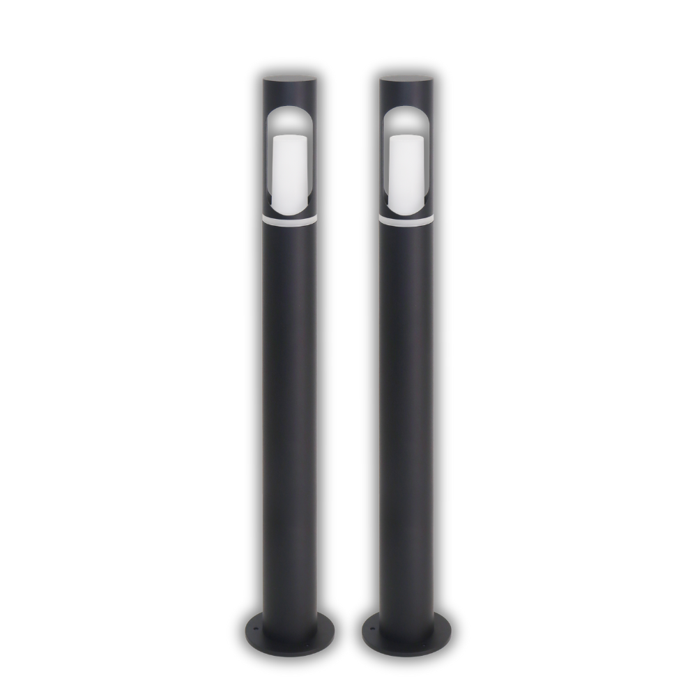 2er-Pack Zeitlose Wegeleuchte, schwarz, GU10 Fassung, IP44, Aluminium, mit Erdspieß, Höhe 60 cm.