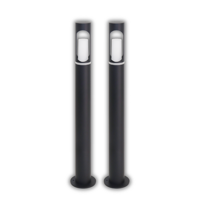 2er-Pack Zeitlose Wegeleuchte, schwarz, GU10 Fassung, IP44, Aluminium, mit Erdspieß, Höhe 60 cm.
