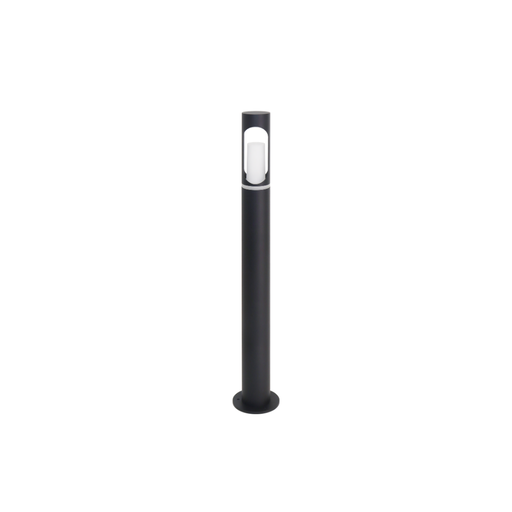 Zeitlose Wegeleuchte, schwarz, GU10 Fassung, IP44, Aluminium, mit Erdspieß, Höhe 60 cm.