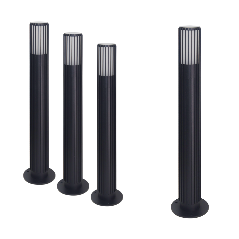 4er-Pack Moderne Wegeleuchte, schwarz, GU10 Fassung, IP44.