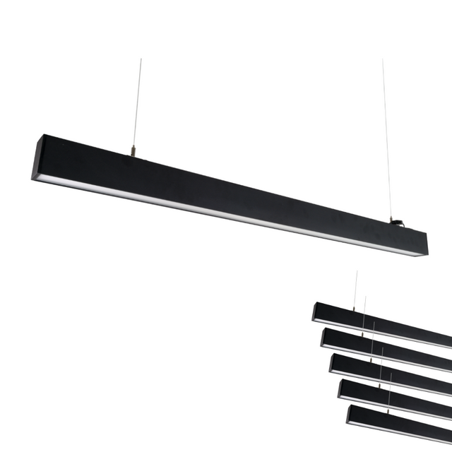 6er-Pack LED Büro-/Tresenleuchte Up&Down, schwarz, 120 cm, 30 W, 3600 lm, UGR<19, 3000-6500 K (CCT), LIFUD Netzteil, erweiterbar, Aluminium.
