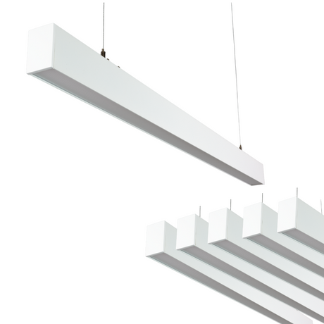 6er-Pack LED Büro-/Tresenleuchte Up&Down, weiß, 120 cm, 30 W, 3600 lm, UGR<19, 3000-6500 K (CCT), LIFUD Netzteil, erweiterbar, Aluminium.