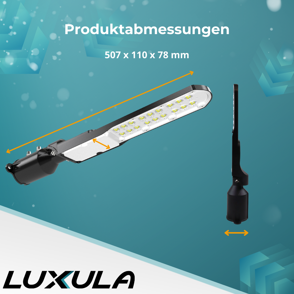2er Pack LED Straßenleuchte, SLIM, 50 W, 6000 lm, 5000 K (neutralweiß), IP65, Wand- und Mastmontage.