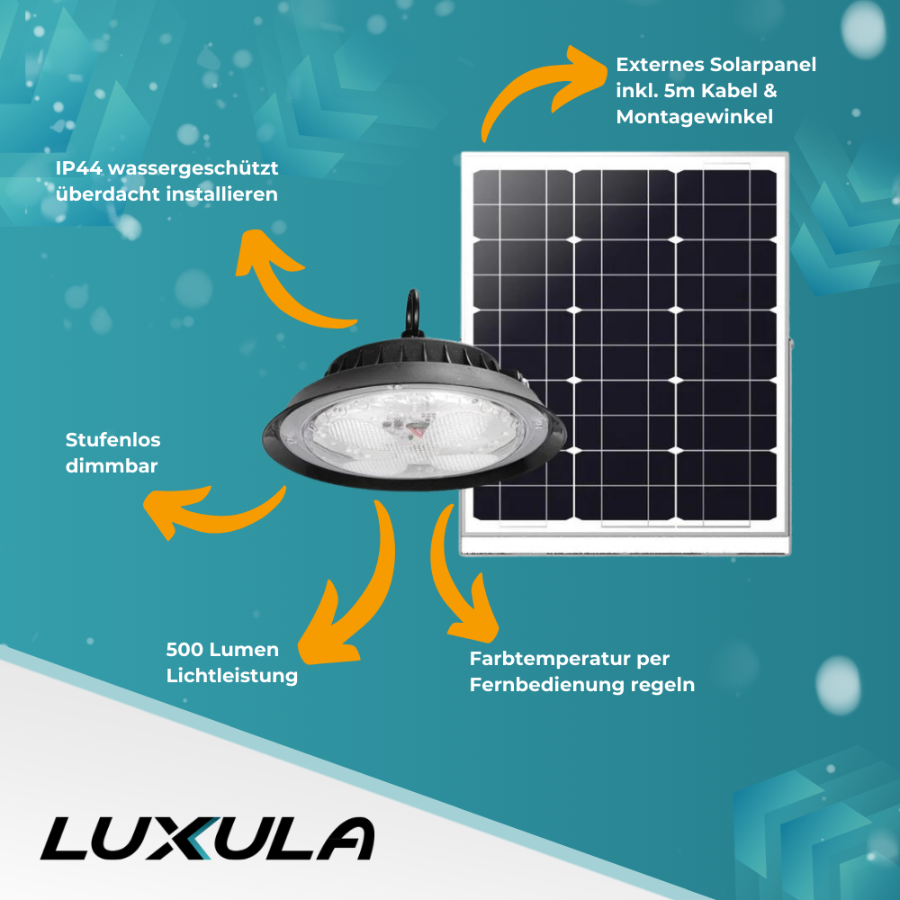 Solar Hängelampe, 500LM, 3 Farbtemperatur, Outdoor IP44.