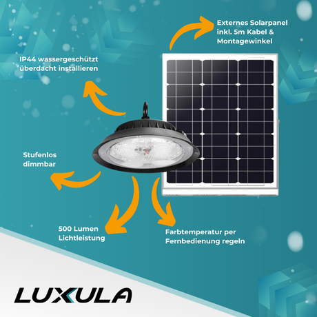 Solar Hängelampe, 500LM, 3 Farbtemperatur, Outdoor IP44.