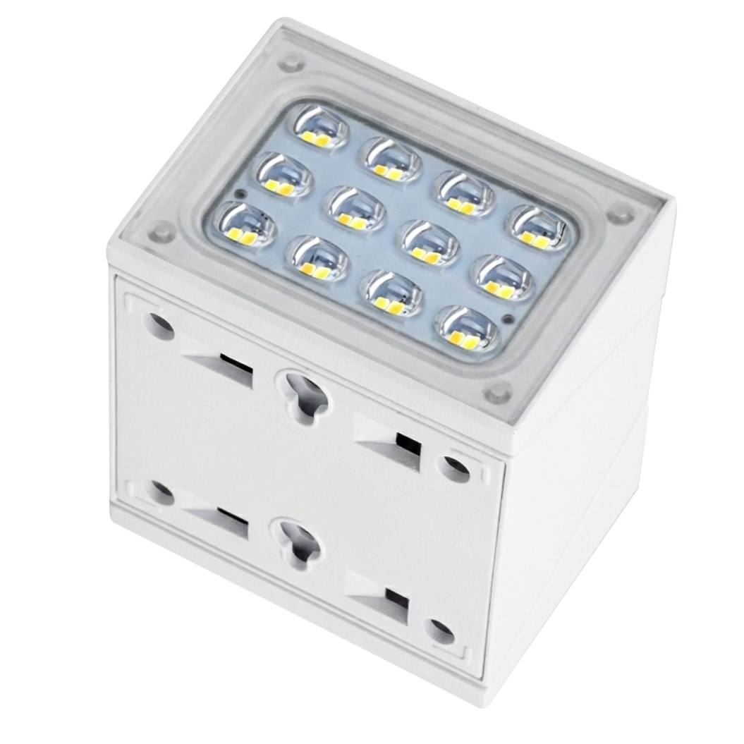 Solar LED Wandleuchte mit drehbarem Lichtkopf und Solarpanel, PIR-Sensor, IP65 und 3 CCT mit Akku, weiß