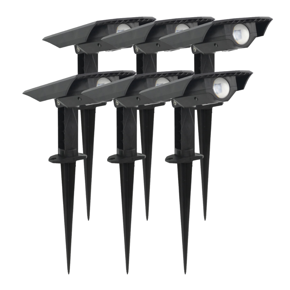 6er-Pack Solar Gartenstrahler, mit verstellbarem Lichtwinkel, 8 Stunden Leuchtdauer, 4000 K (neutralweiß), IP54-Wasserdicht, Gartenspot.