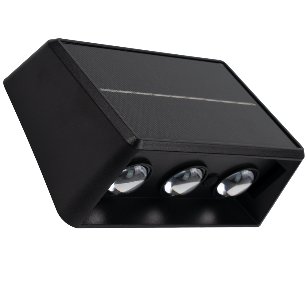 Solar LED Wandleuchte Außen, Up/Down, 3-flammig, 3 Lichtfarben einstellbar (CCT), IP54-wasserdicht, mit Akku, lange Leuchtdauer, Gartenleuchte