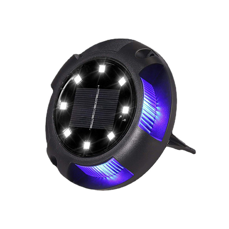 4er-Pack Solar Bodenleuchte, 10 Stunden Leuchtdauer, 4000 K (neutralweiß) und blau, IP44-Wasserdicht, Gartenleuchte.