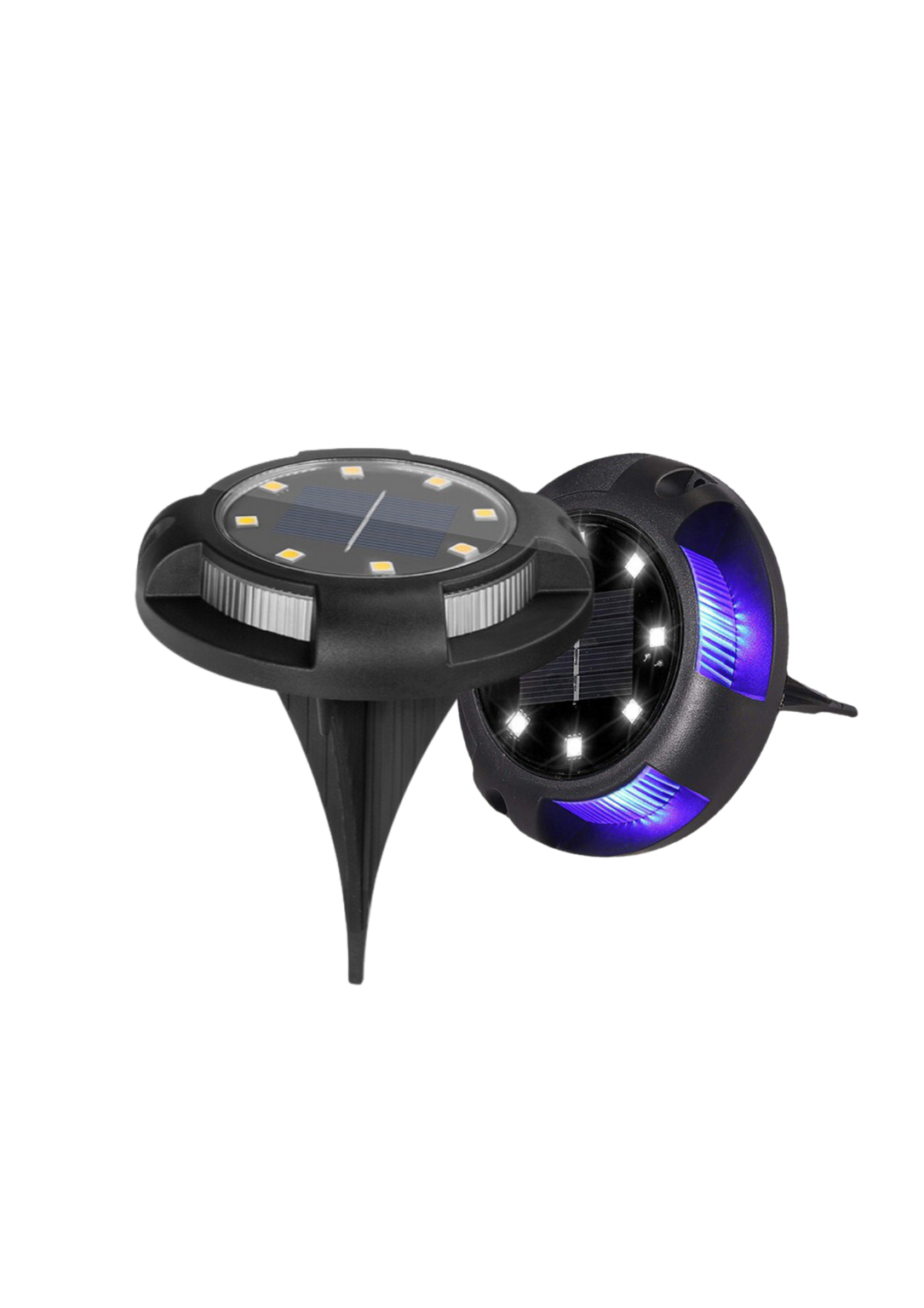 6er-Pack Solar Bodenleuchte, 10 Stunden Leuchtdauer, 4000 K (neutralweiß) und blau, IP44-Wasserdicht, Gartenleuchte.