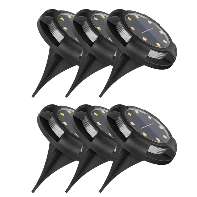 6er-Pack Solar Bodenleuchte, 10 Stunden Leuchtdauer, 4000 K (neutralweiß) und blau, IP44-Wasserdicht, Gartenleuchte.