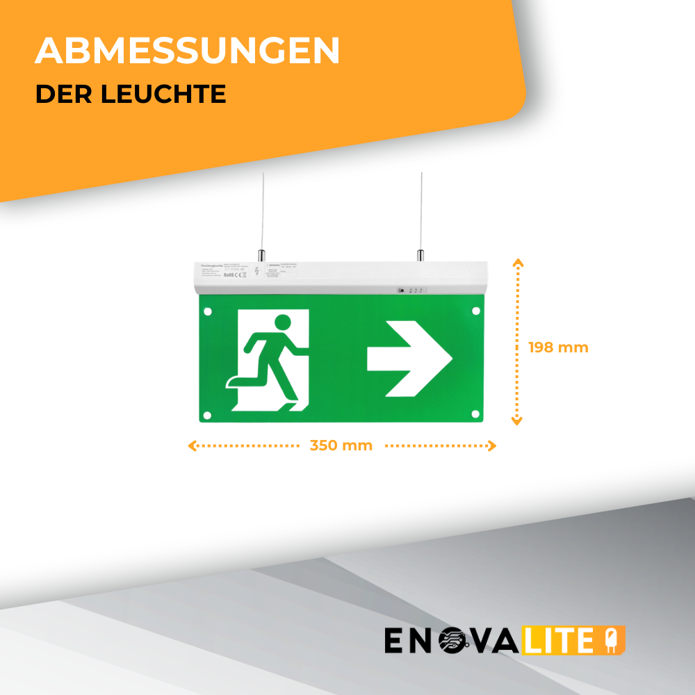 LED-Fluchtwegleuchte 4in1, mit Fernbedienung, 8 h Notlicht, Notausgang mit Notstromeinheit, TEST-Funktion, Decken- und Wandmontage.