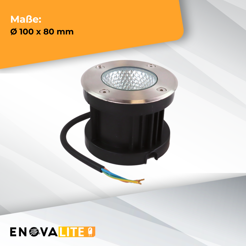 6er Set LED Bodeneinbaustrahler, 7 W, 490 lm, 3000 K (warmweiß), Chromoptik, Edelstahl und Aluminiumdruckguss, EPISTAR.