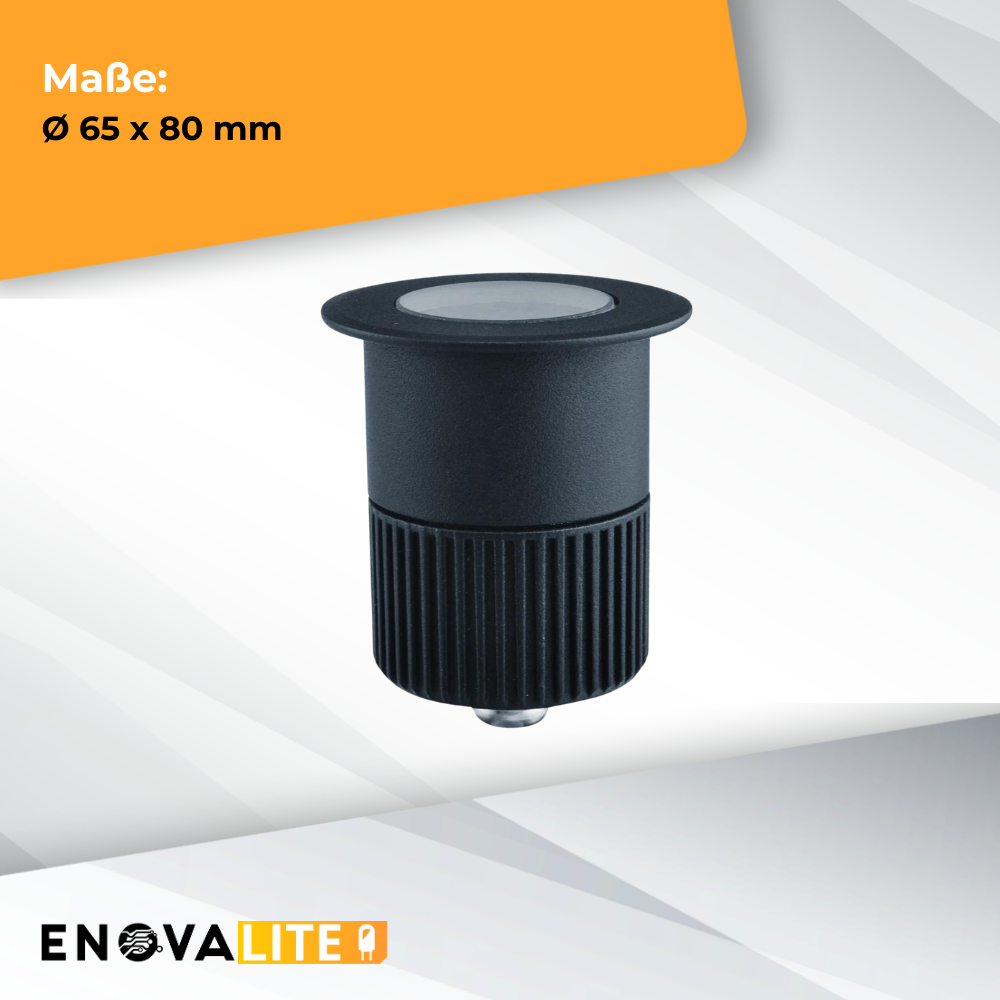 2er Set LED Bodeneinbaustrahler, Ø 65 x 80 mm, 5 W, 300 lm, 3000 K (warmweiß), schwarz, Aluminiumdruckguss, EPISTAR.