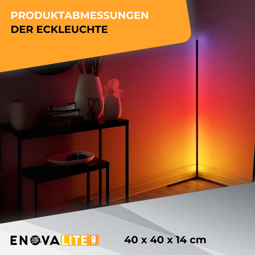 LED Stehlampe in RGB Farben, Eckleuchte mit Fernbedienung, 12 W, 12 V, schwarz, RGB-IC.