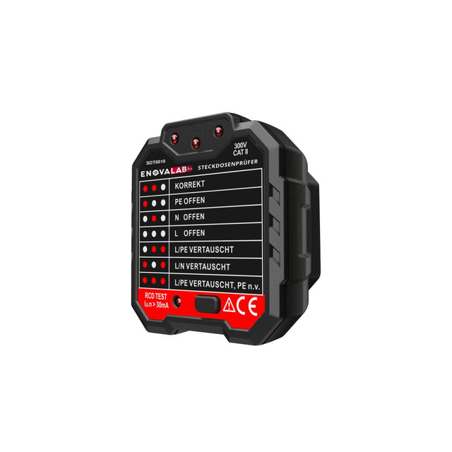 Steckdosentester mit RCD-Prüfung.
