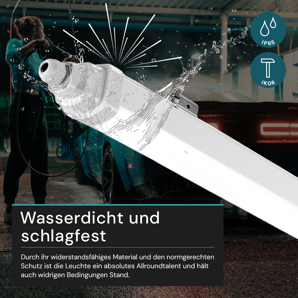 LED Feuchtraumleuchte, 120 cm, 36 W, 4320 lm, 4000 K (neutralweiß), IP65, IK06, durchschleifbar, mit Quick Connector