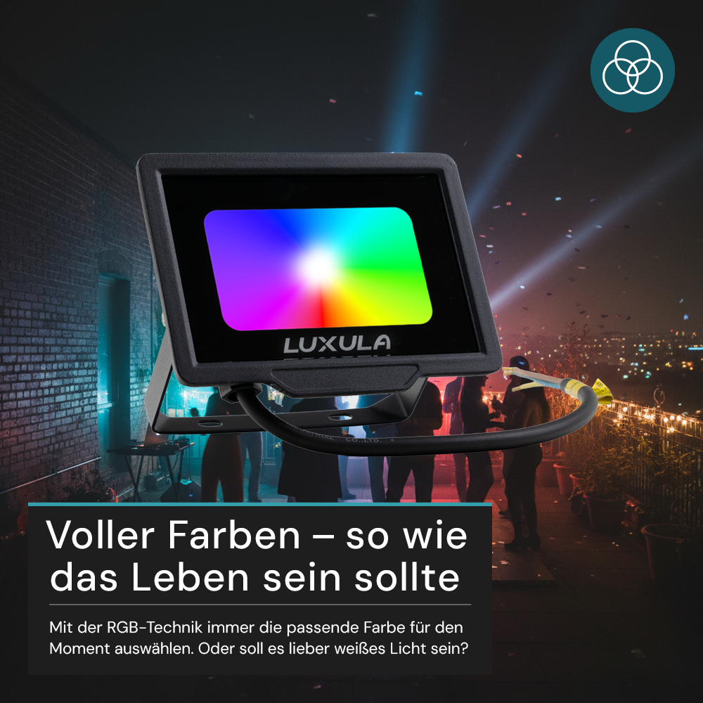RGB LED-Fluter, 10 W, schwarz, IP65, mit Fernbedienung, RGBW-Farbwechsel