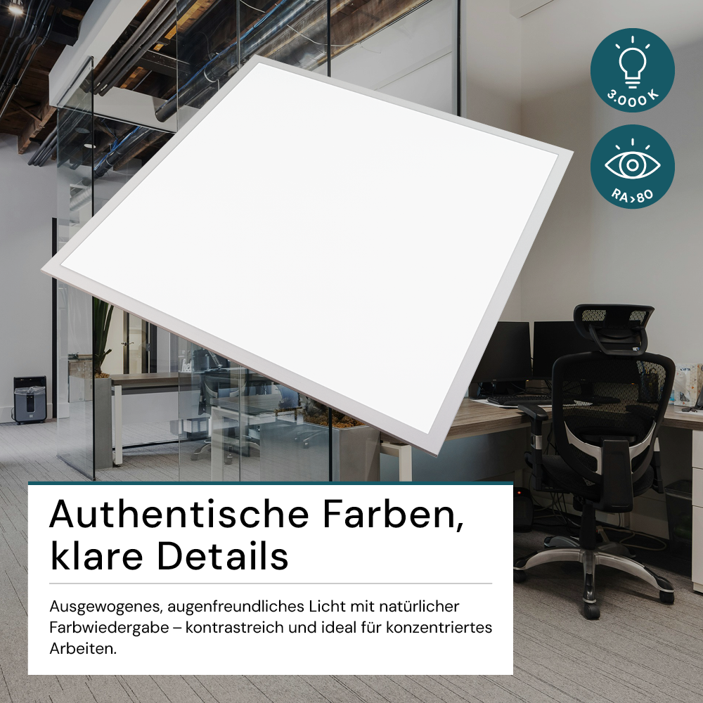 4er-Pack LED BackLit Panel, 62x62 cm, 36W, 3600lm, 3000K, ECO Line
