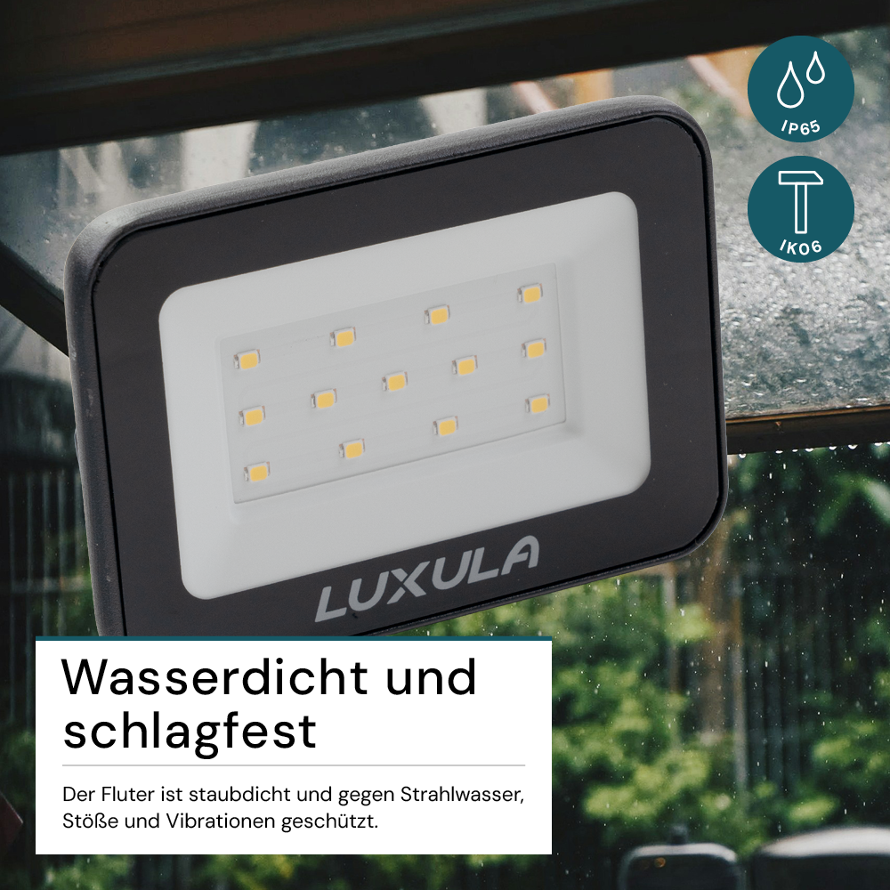 LED-Fluter mit Schnellverbinder, 20 W, 4000 K (neutralweiß), 1900 lm, schwarz, IP65