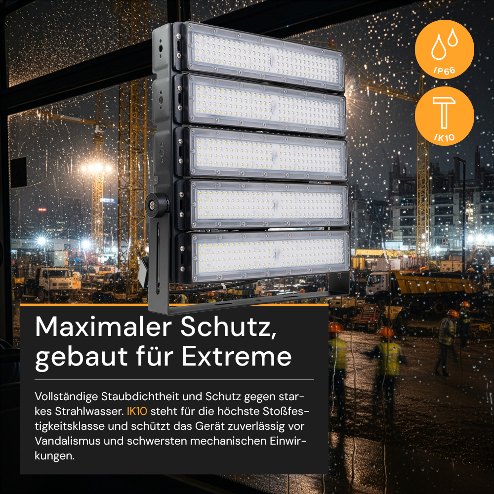 Profi Stadion Fluter, 500 W, 5000 K (neutralweiß), 65000 lm, IP66, Meanwell Driver, LUMILEDS LED