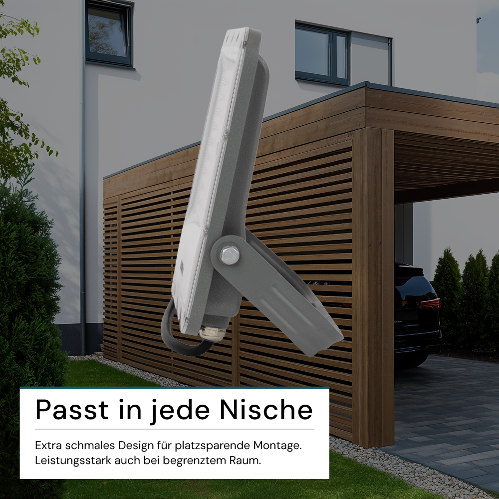 LED-Fluter, 100 W, 4000 K (neutralweiß), 12000 lm, grau, IP65.